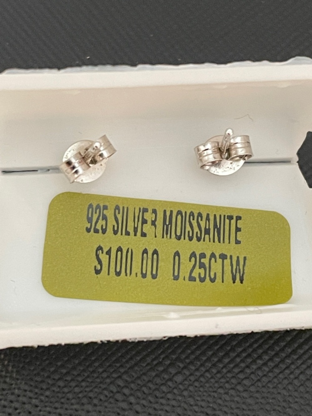 Sterling Silver Moissanite Stud Earrings - Silver - Picture 3 of 4